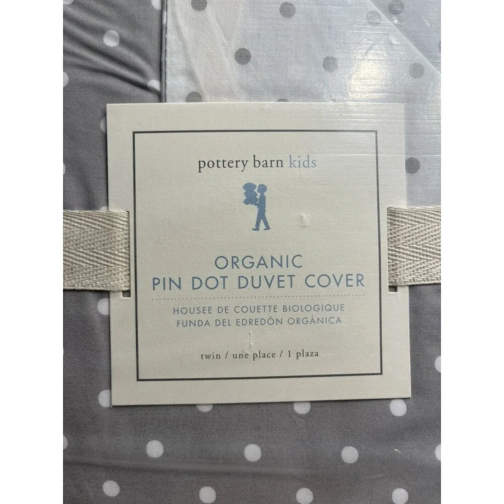 Pottery Barn Gray White Polka Duvet Cover Organic Cotton Twin